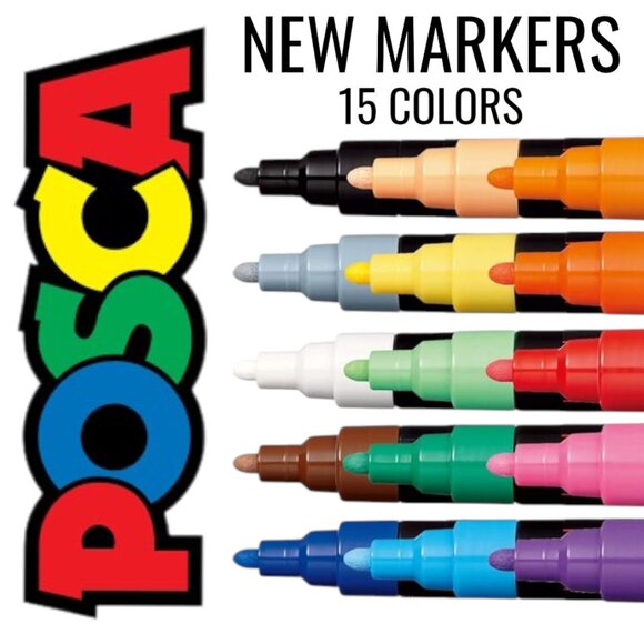 NEW 15 POSCA Paint Markers 5M Medium Tip Acrylic Paint Pens Art Supplies PC-5M 1 - Picture 12 of 16